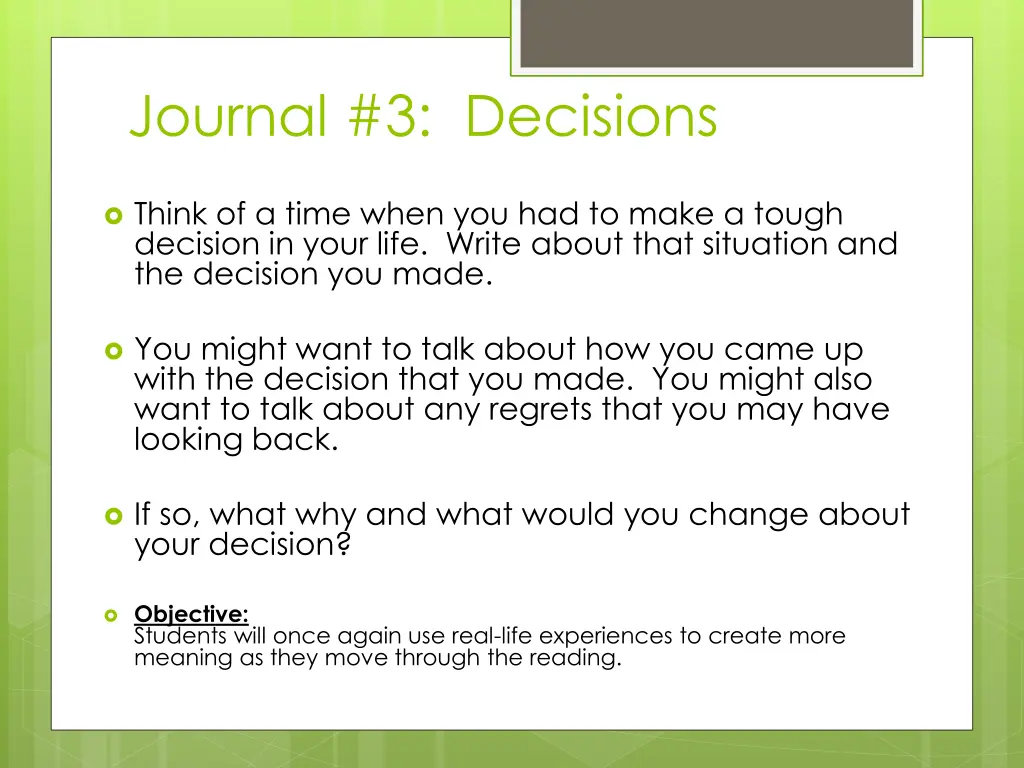 journal 3 decisions