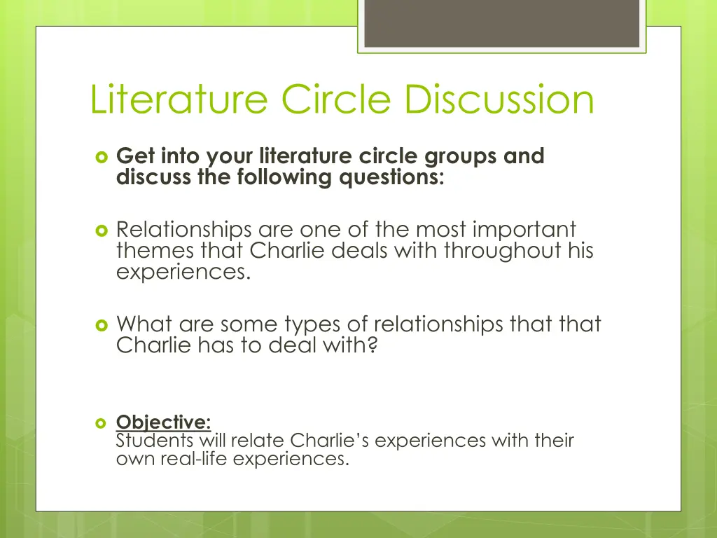 literature circle discussion 1