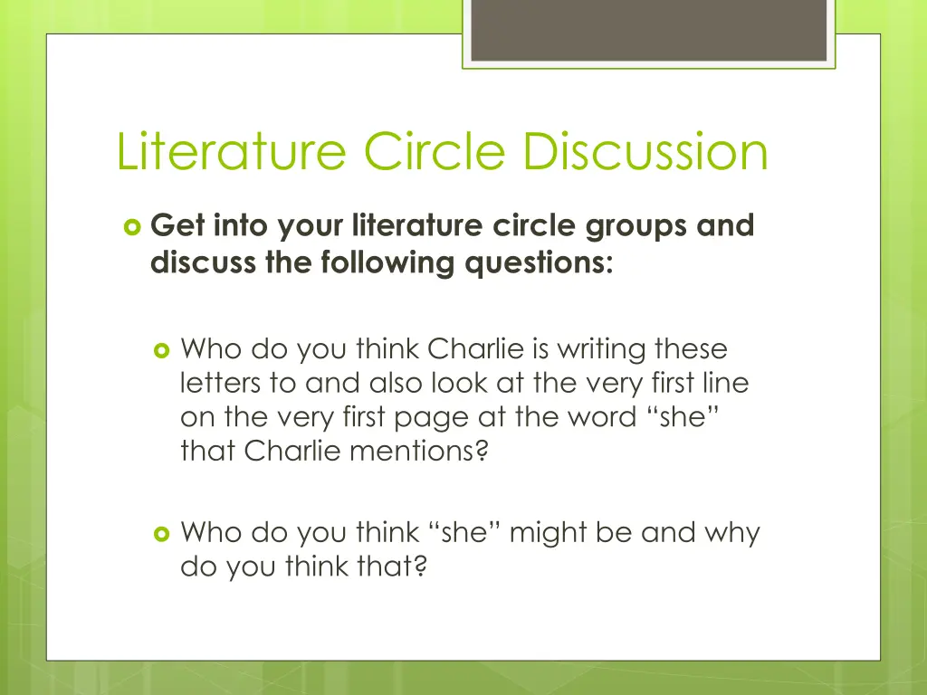 literature circle discussion