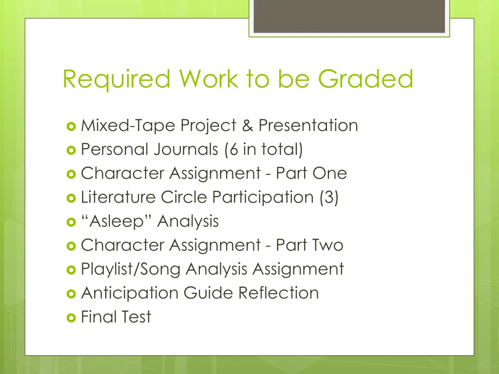 required work to be graded