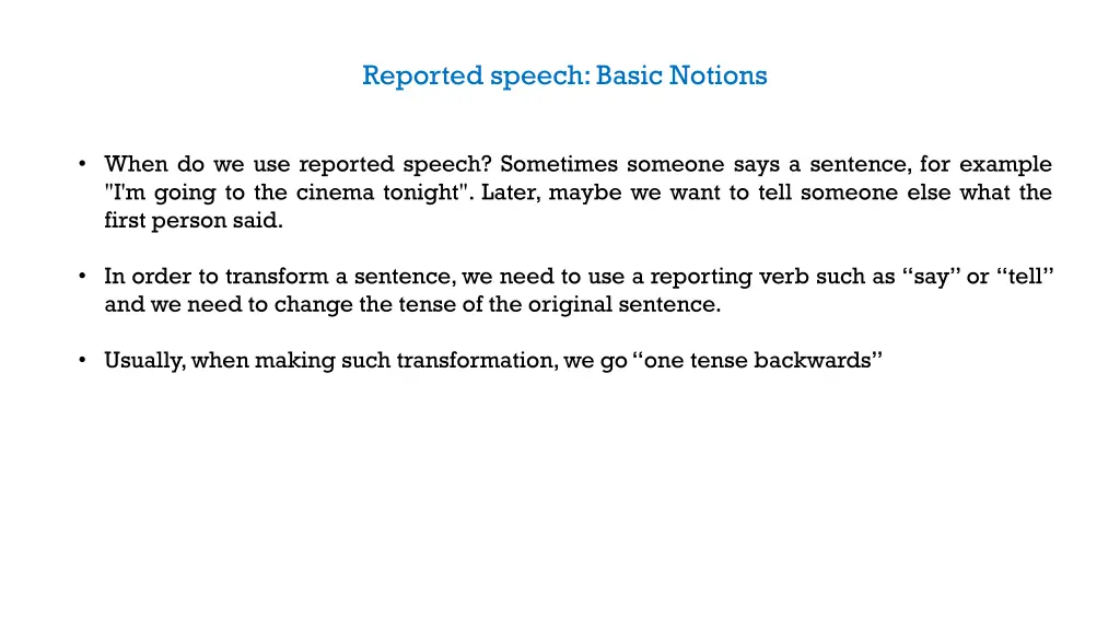 reported speech basic notions