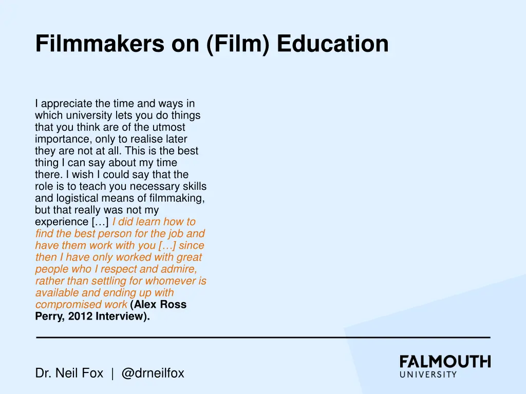 filmmakers on film education 15