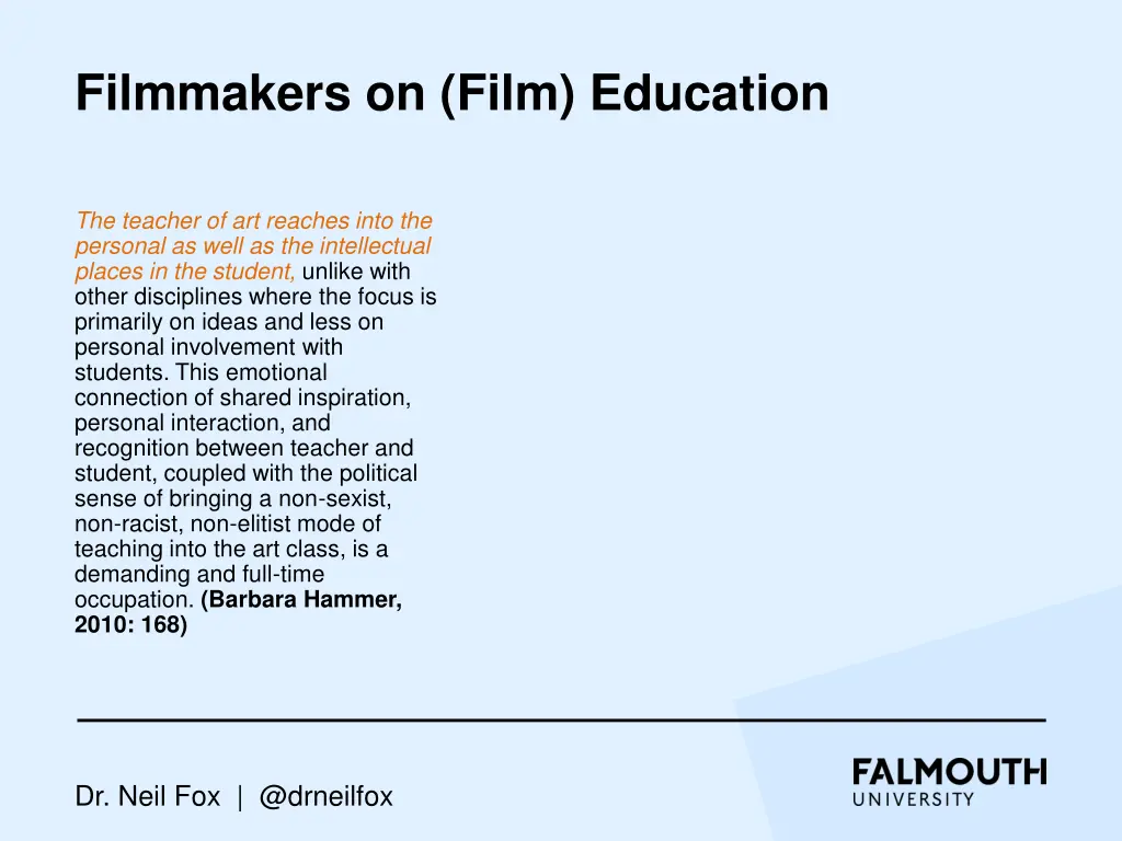 filmmakers on film education 21