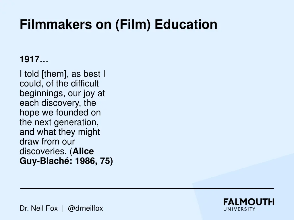 filmmakers on film education 4