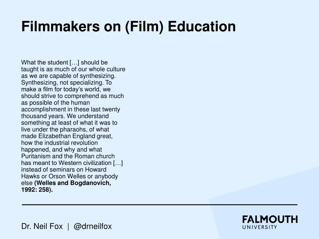 filmmakers on film education 5