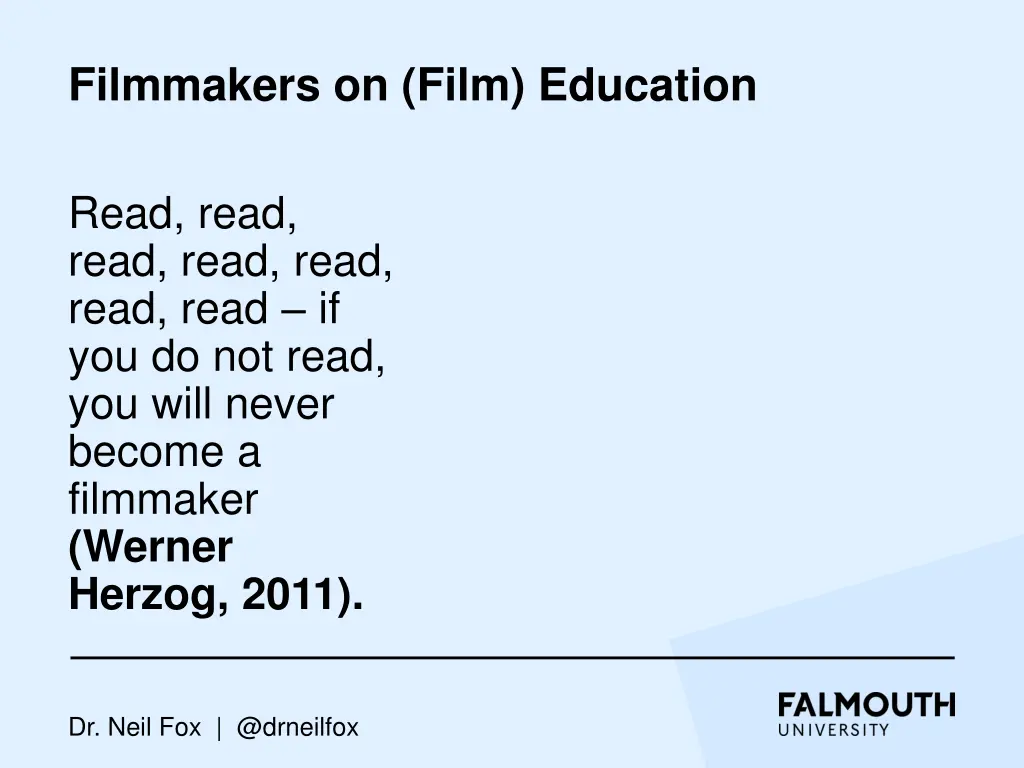 filmmakers on film education 7