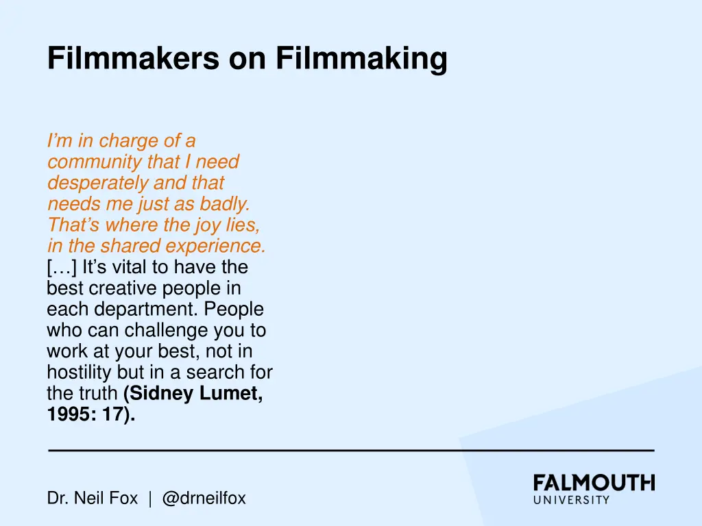 filmmakers on filmmaking 1