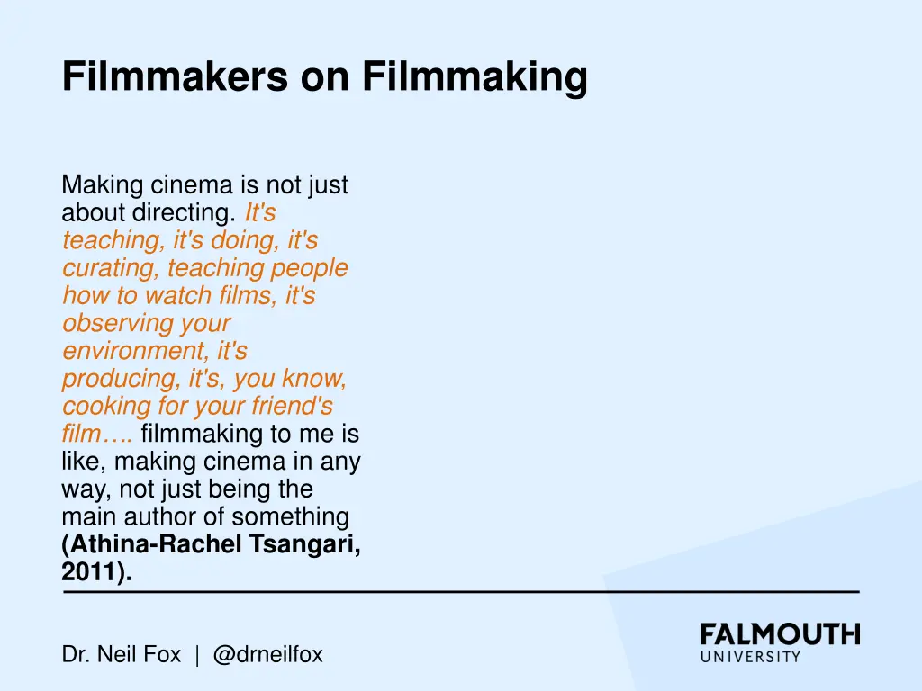 filmmakers on filmmaking