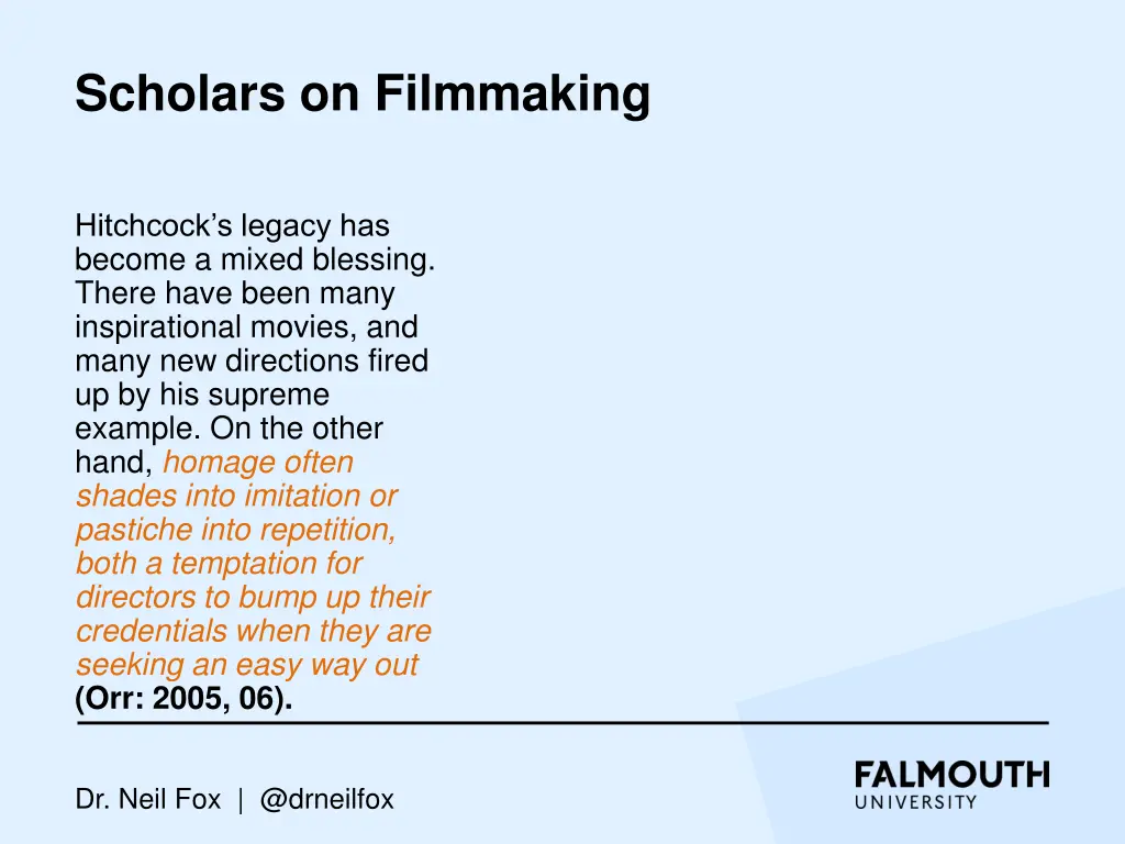 scholars on filmmaking