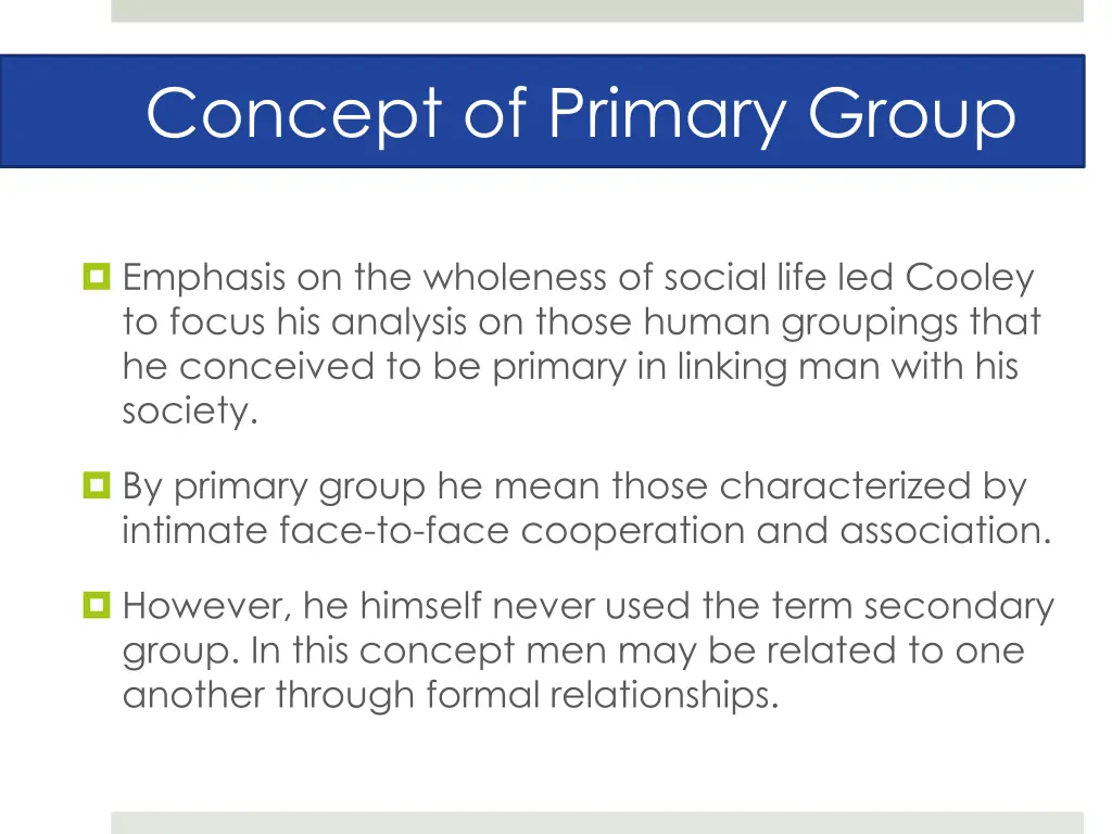 concept of primary group