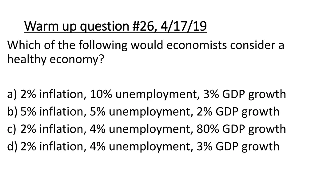 warm up question 26 4 17 19 warm up question