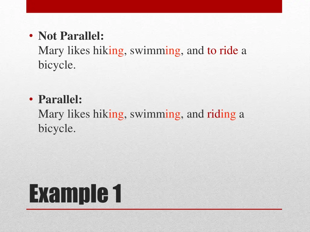 not parallel mary likes hiking swimming