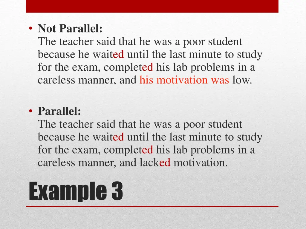 not parallel the teacher said that he was a poor