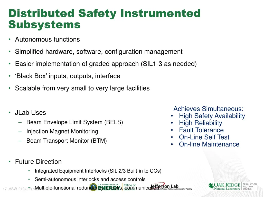 distributed safety instrumented subsystems