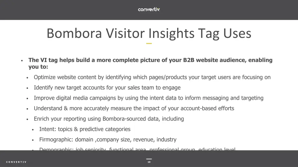 bombora visitor insights tag uses