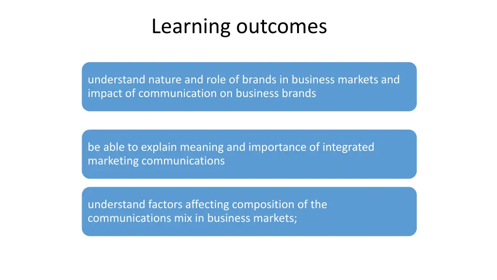 learning outcomes