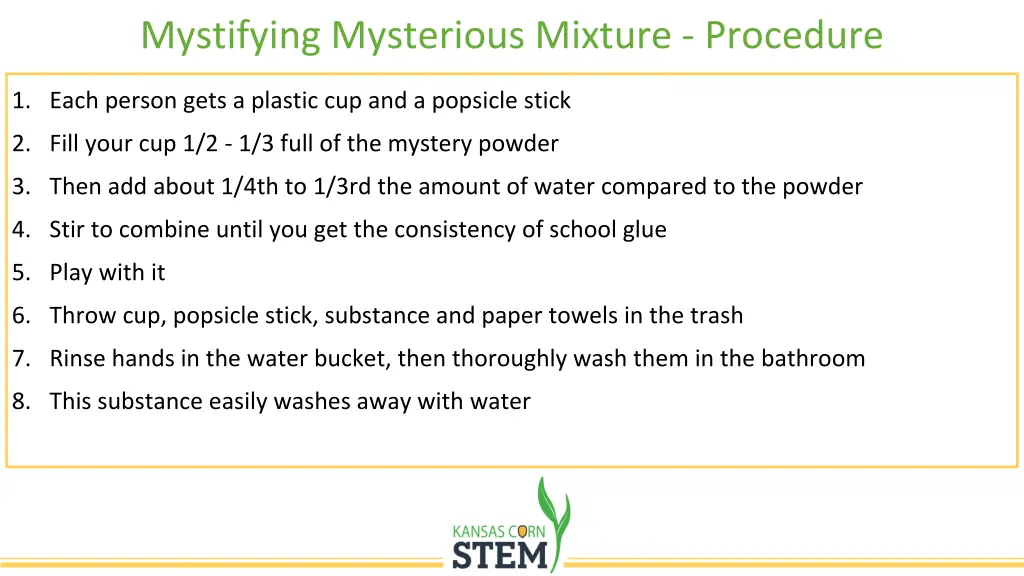 mystifying mysterious mixture procedure