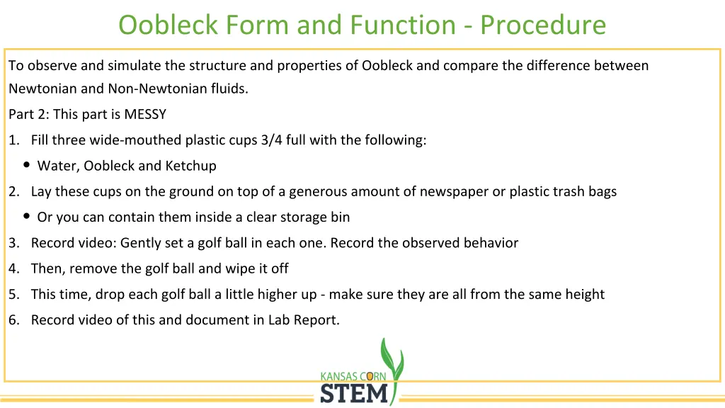 oobleck form and function procedure 1