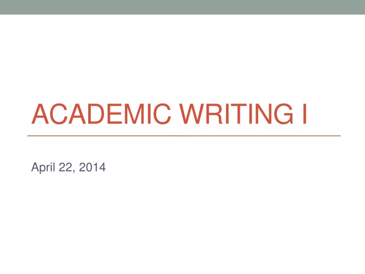 academic writing i