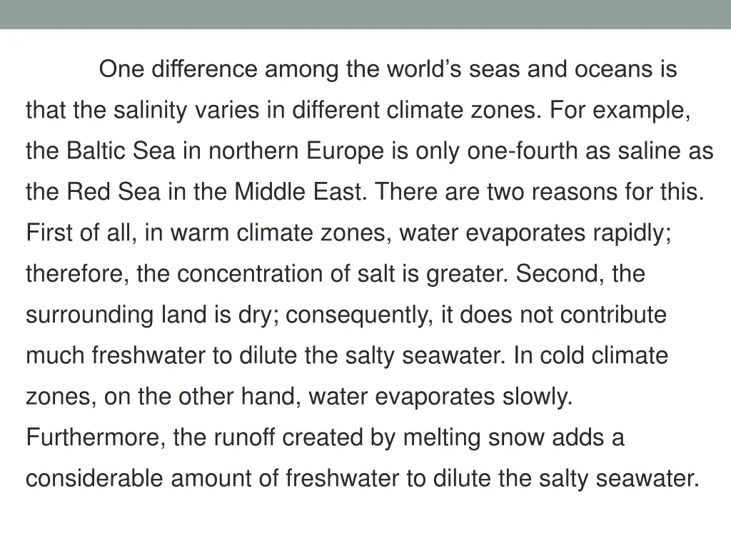 one difference among the world s seas and oceans