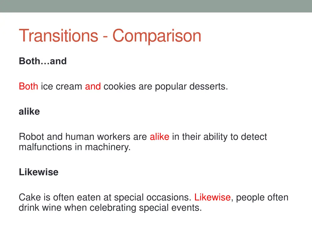 transitions comparison