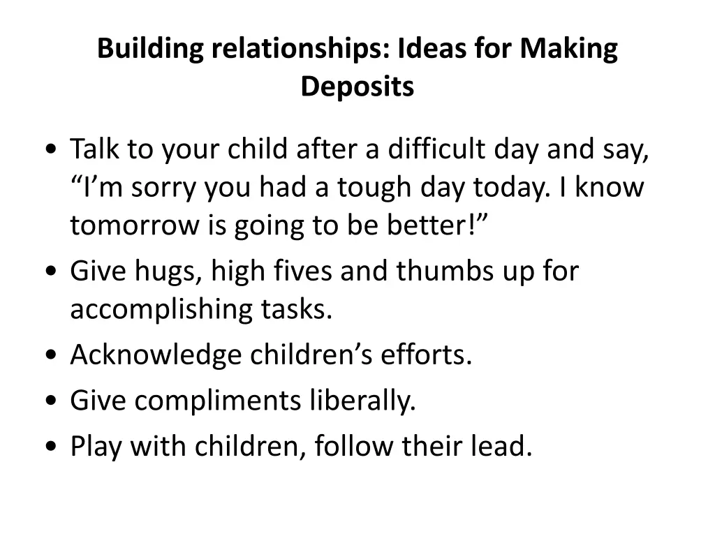 building relationships ideas for making deposits