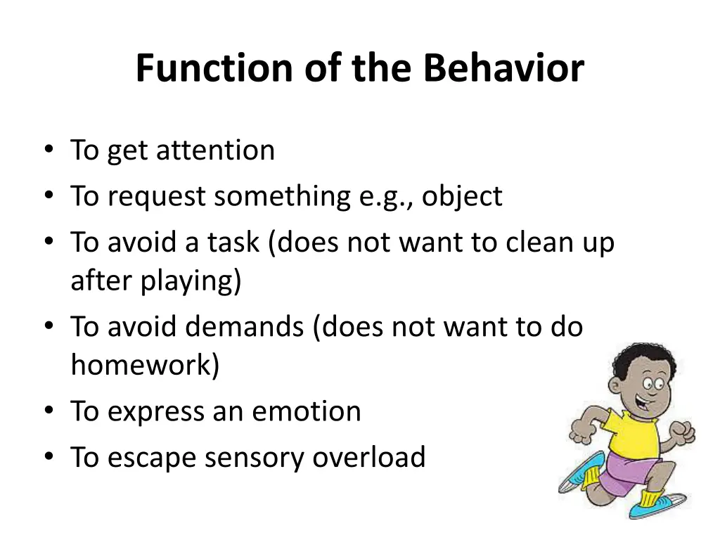 function of the behavior