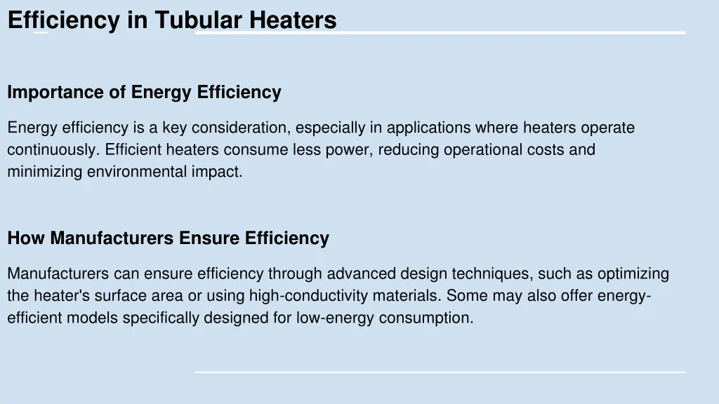 efficiency in tubular heaters