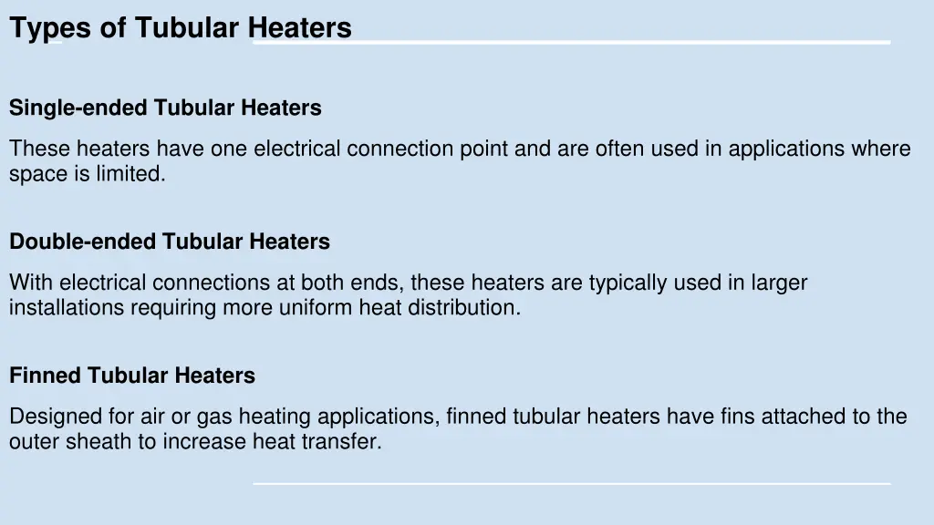 types of tubular heaters