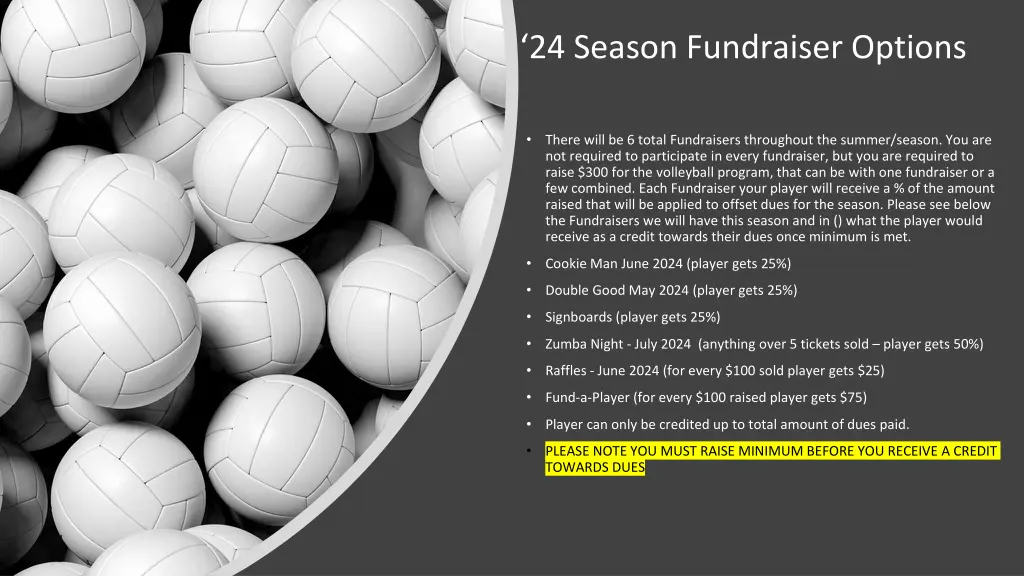 24 season fundraiser options