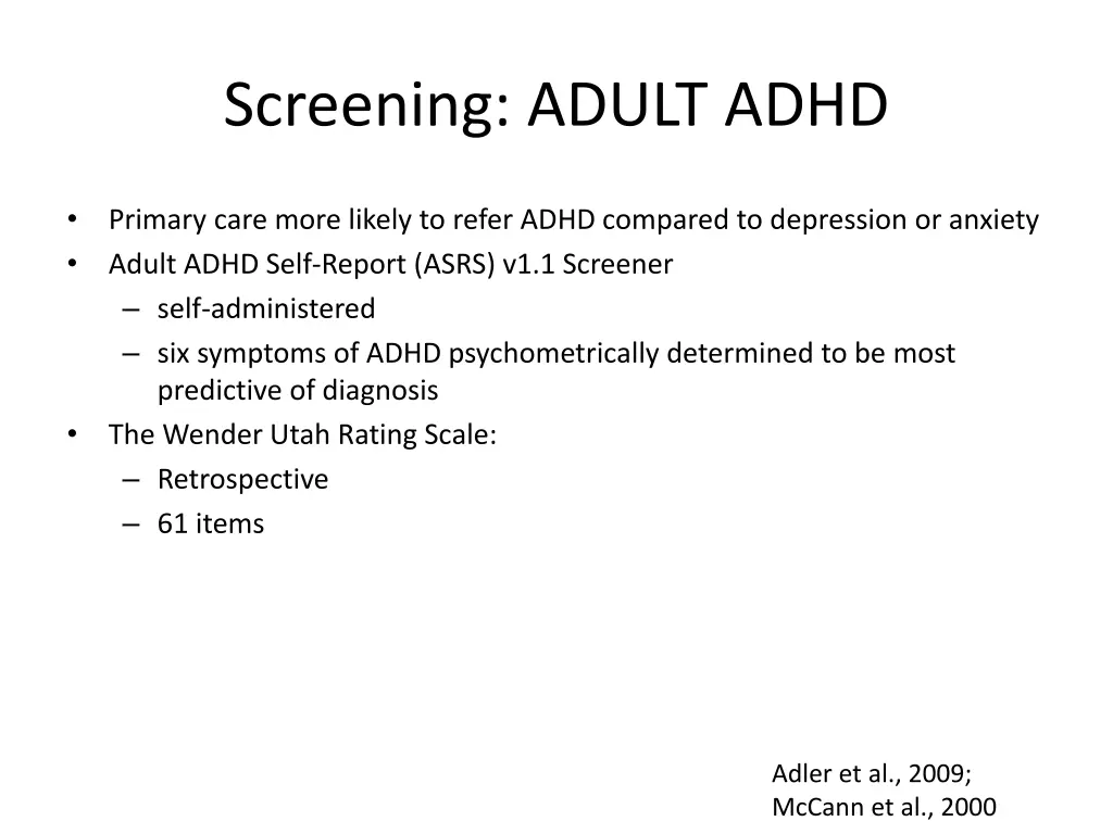 screening adult adhd