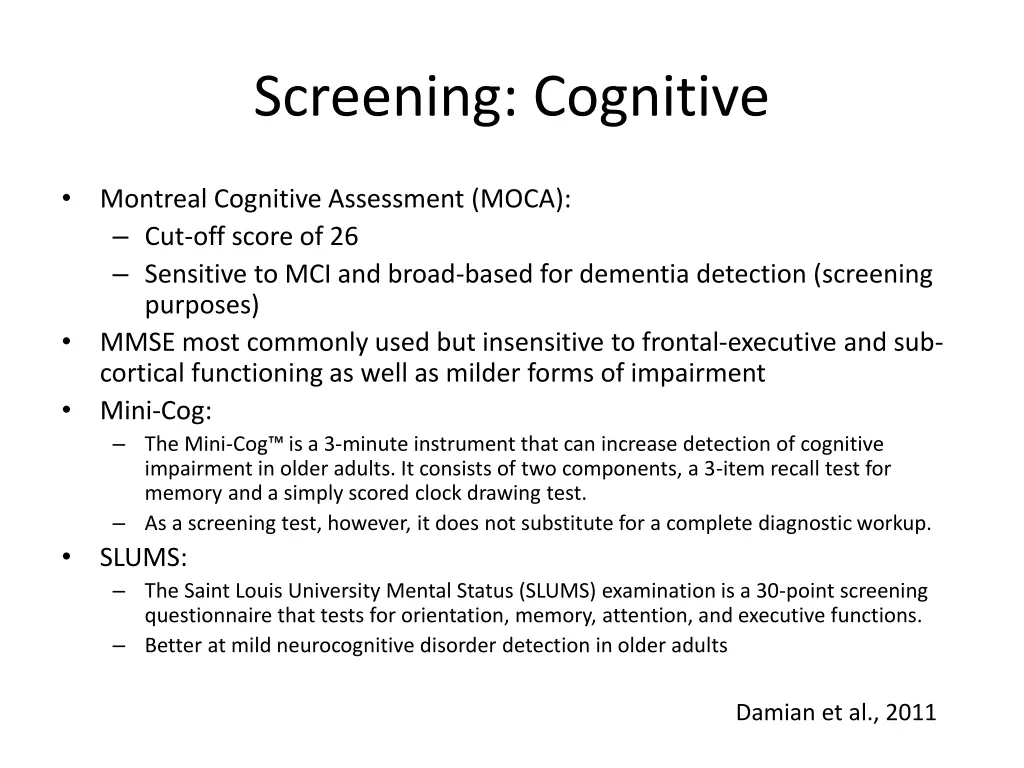 screening cognitive