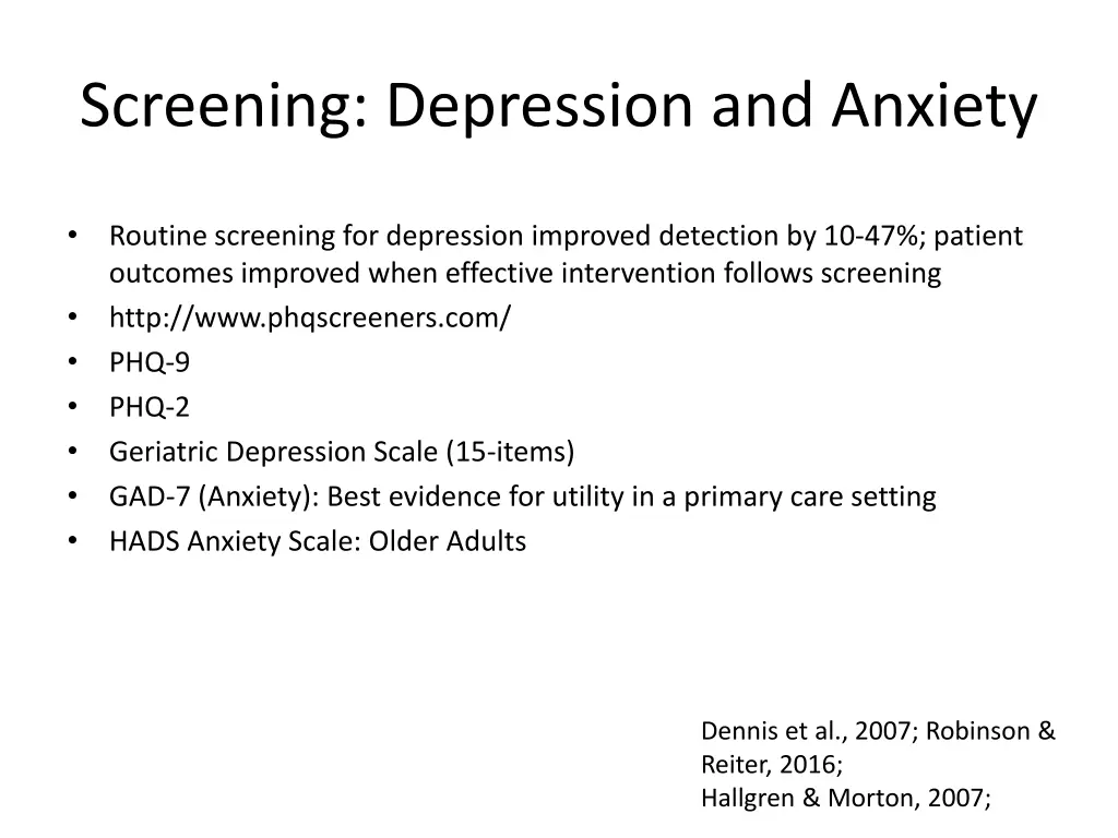 screening depression and anxiety