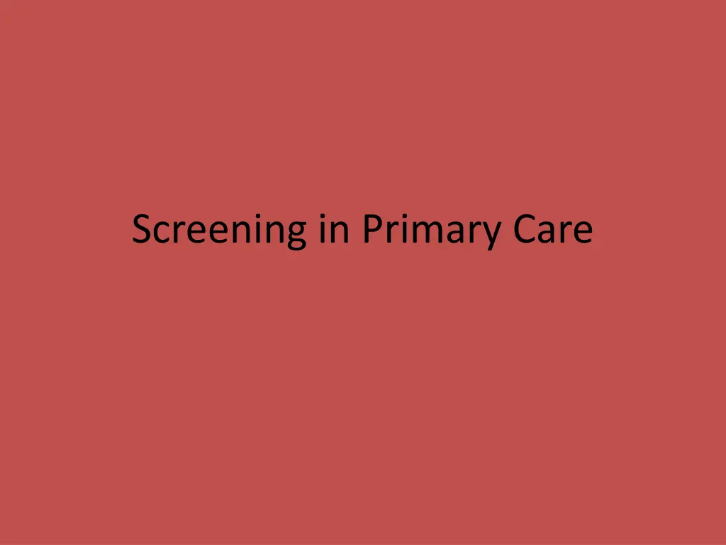 screening in primary care