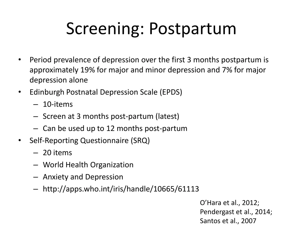 screening postpartum