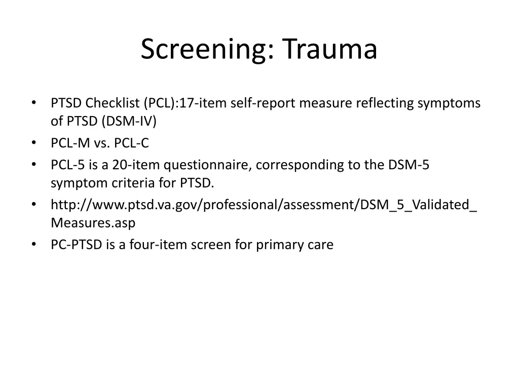 screening trauma