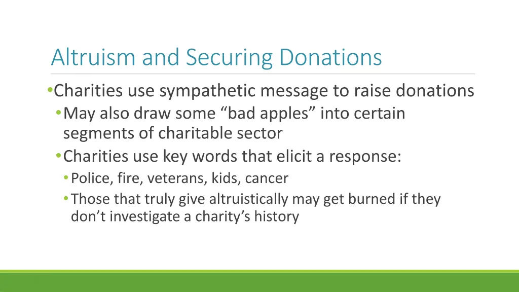 altruism and securing donations charities