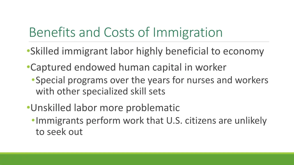 benefits and costs of immigration skilled