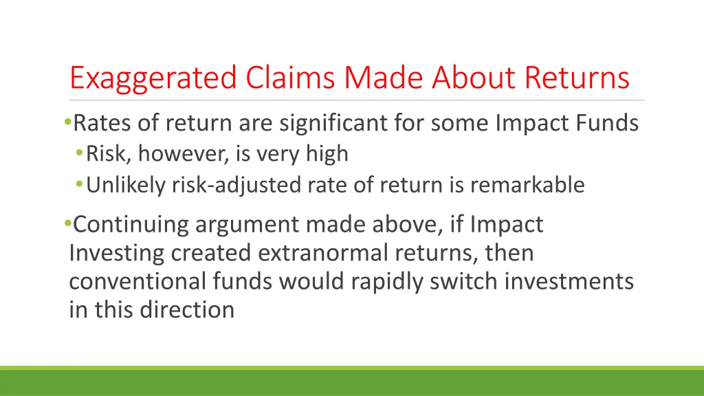 exaggerated claims made about returns rates