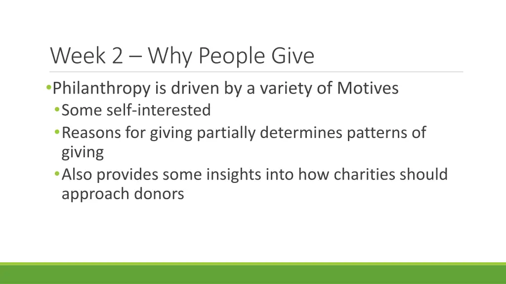 week 2 why people give philanthropy is driven