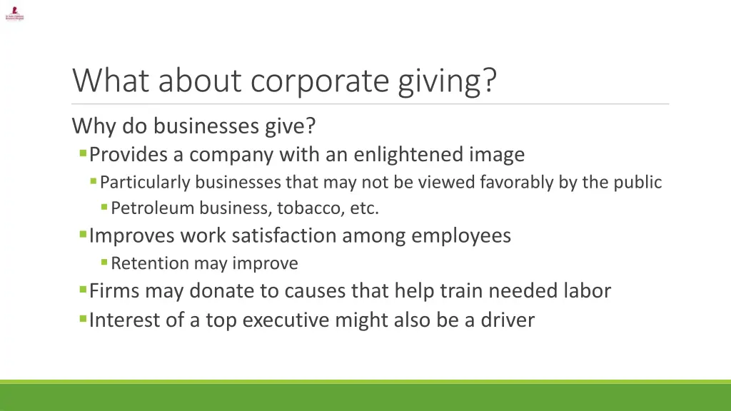 what about corporate giving