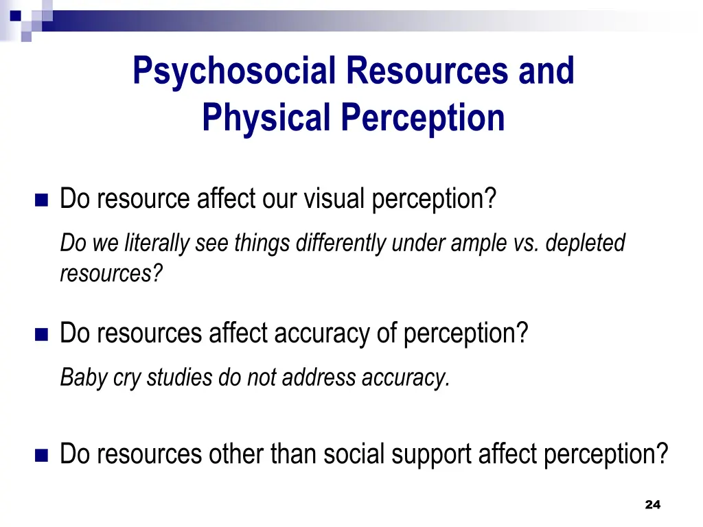 psychosocial resources and physical perception