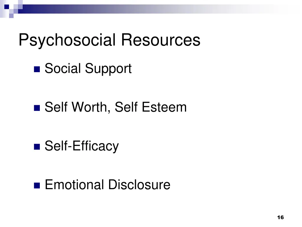 psychosocial resources