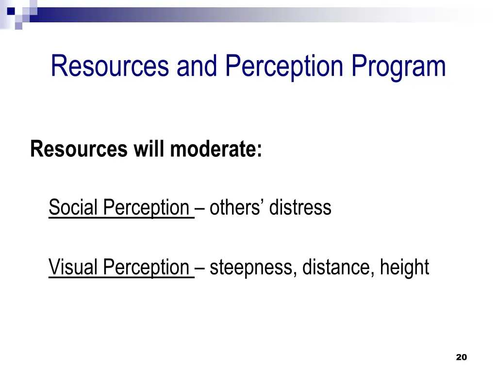 resources and perception program