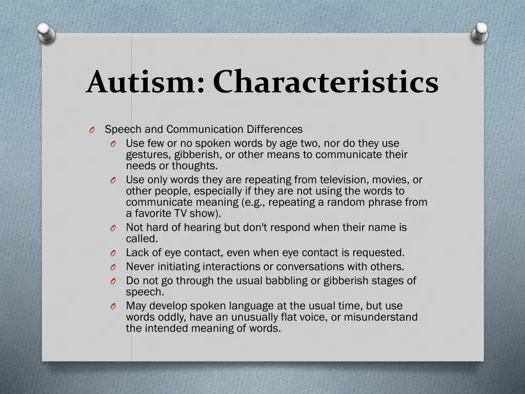 autism characteristics