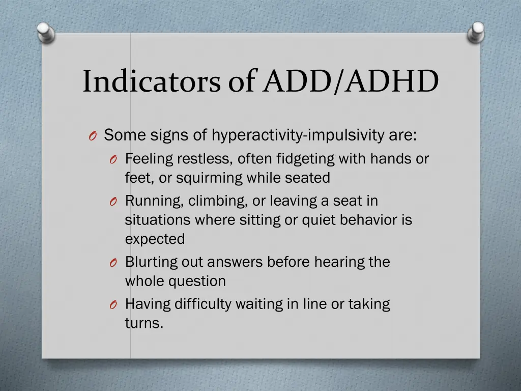 indicators of add adhd