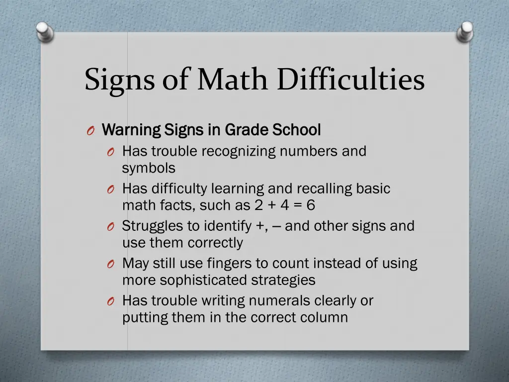 signs of math difficulties 1