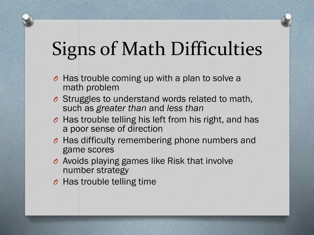 signs of math difficulties 2