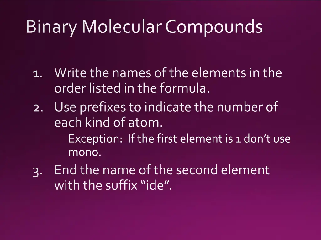 binary molecular compounds