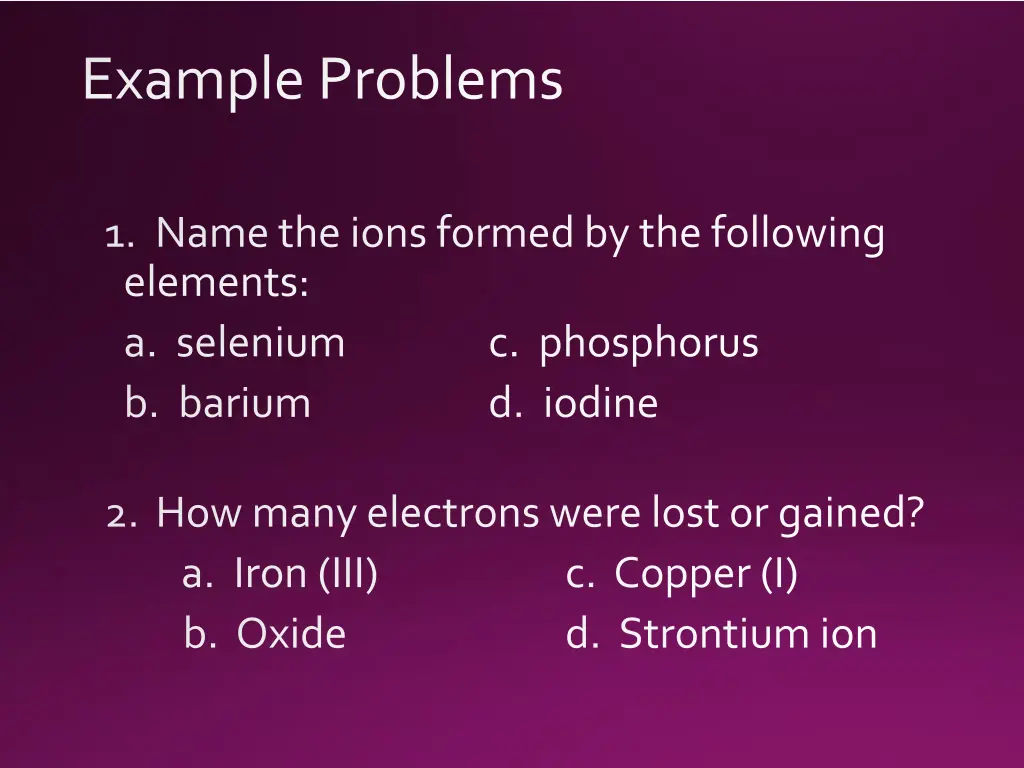 example problems